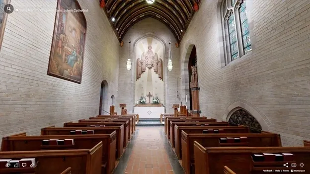 A church with pews and a large altar