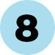 A blue circle with the number eight in it.